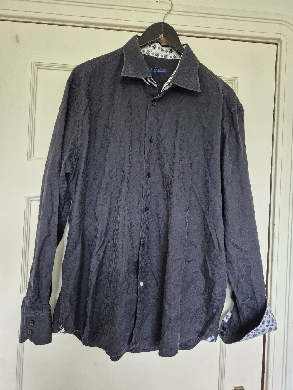 Robert Graham Casino Theme High Roller Black Patterned Shirt Size XL